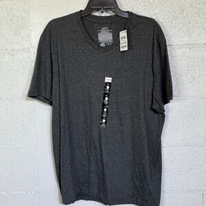 Alfani Men's V-Neck T-Shirt, heathered Black/White XL